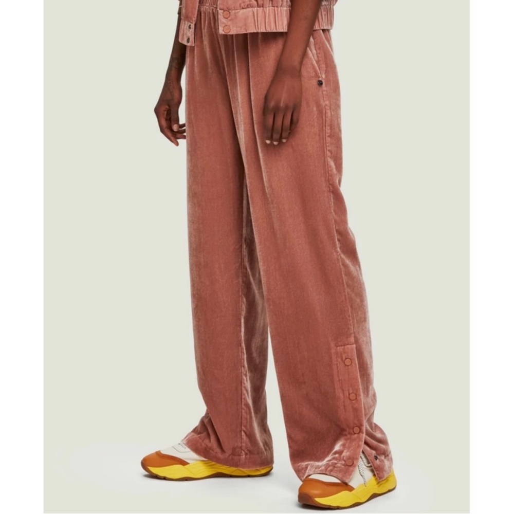 SCOTCH & SODA Y2K WOMANS Velvet Baggy Wide Leg Pink Jogger With Snap Botton SZ S